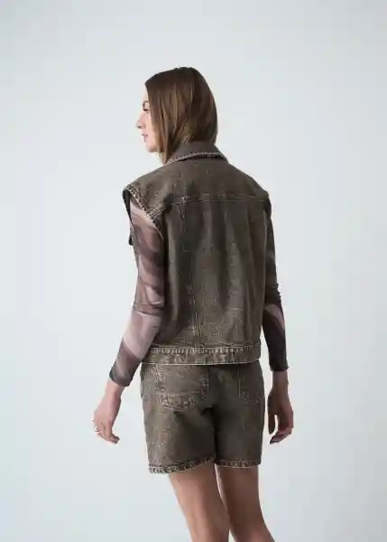 Chaleco Hash Gris Cable Talla M Mujer 429g326 Naf Naf