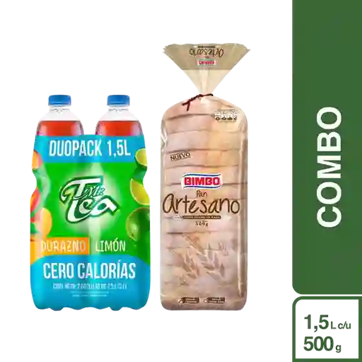 Combo Mr Tea Sabor a Limon y Durazno + Bimbo Pan Artesano Tajado