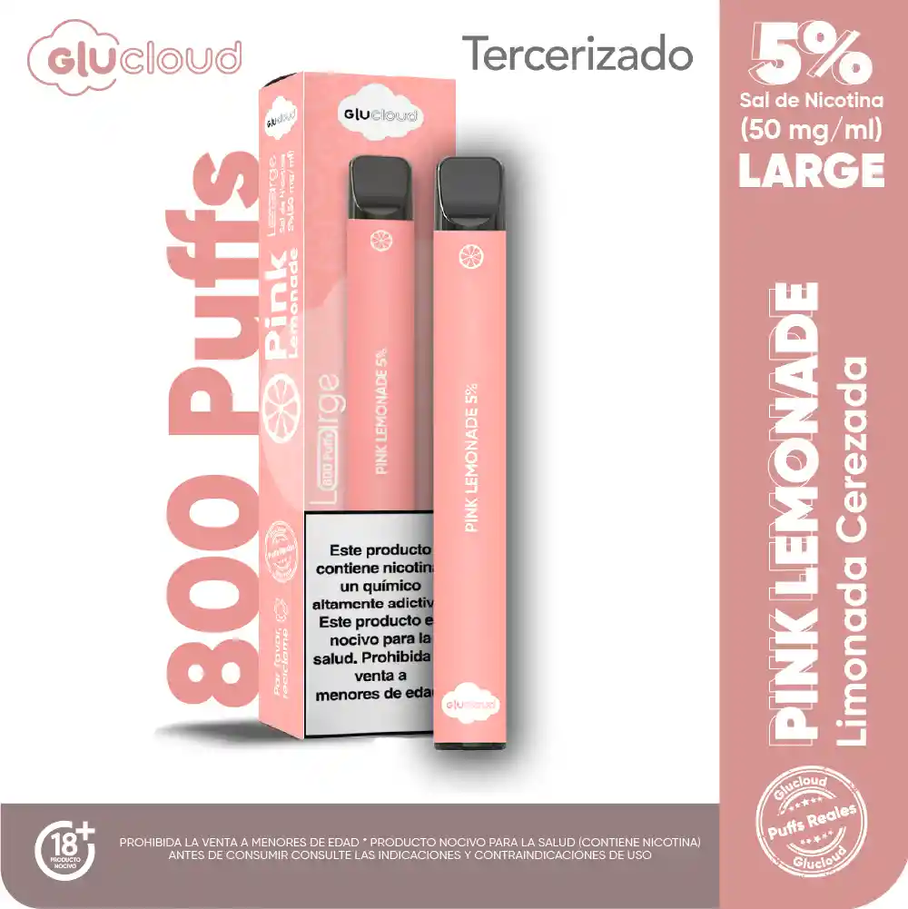 Glucloud Vape Pink Lemonade Large / 800 Puff