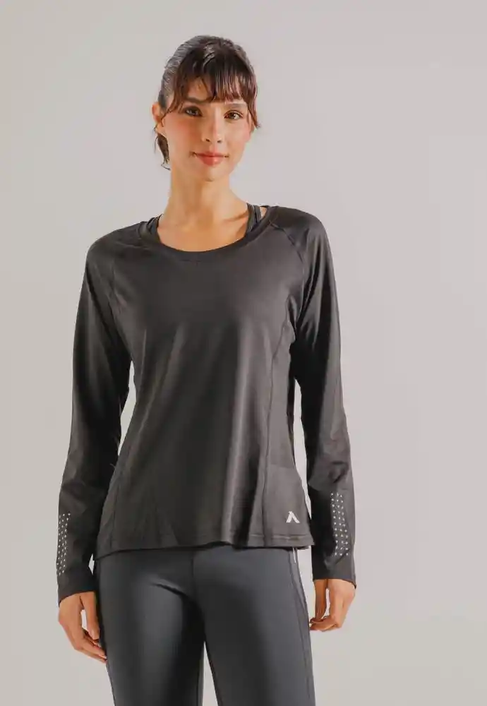 Camiseta Manga Larga Mujer M-negro