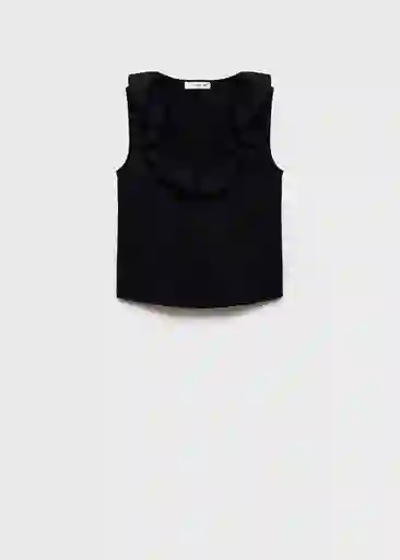 Top Volant Negro Talla XS Mujer Mango
