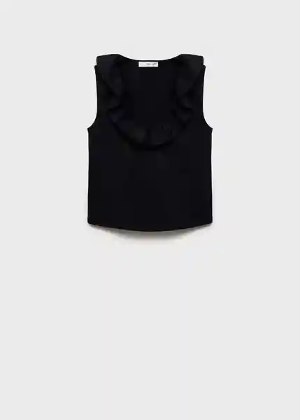 Top Volant Negro Talla XS Mujer Mango