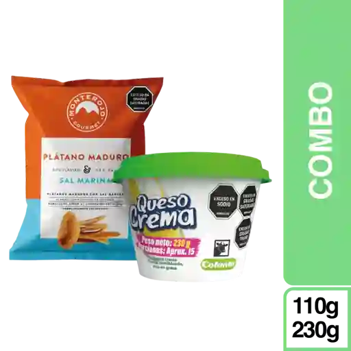 Combo Plátano Maduro Sal Marina + Colanta Queso Crema