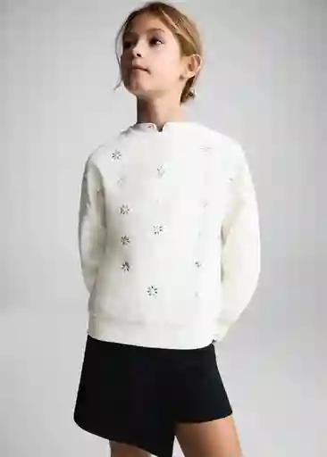 Buzo Sudadera Pearls Offwhite Talla 12 Niñas Mango