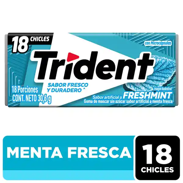 Trident Chicle Sin Azúcar Sabor Menta Fresca Pack