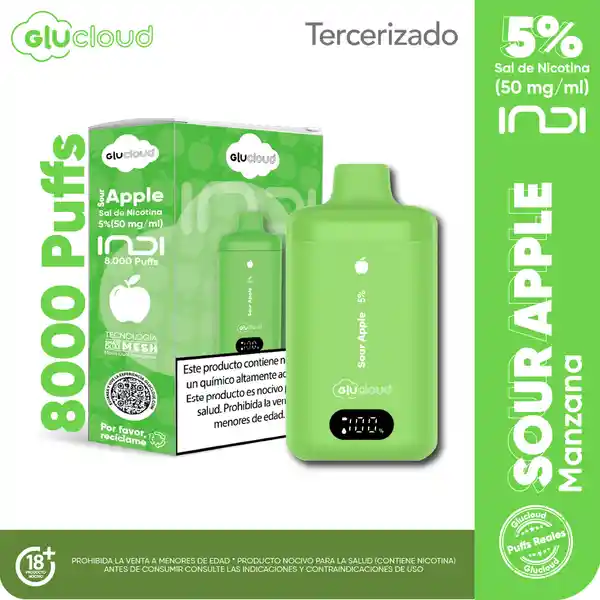 Glucloud Vapeador Sour Apple Indi / 8000 Puffs