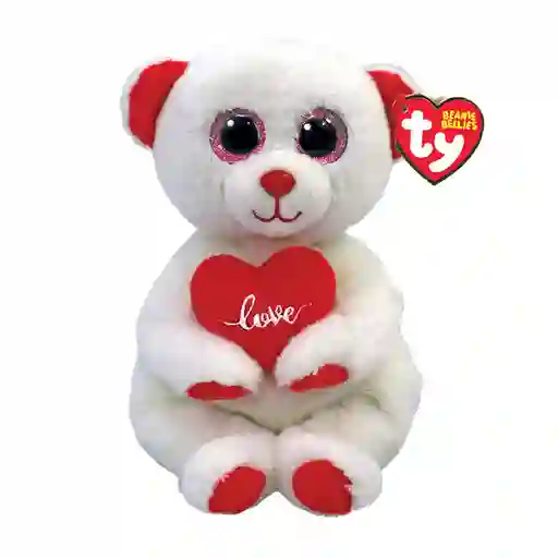 Ty Beanie Peluche Bellies Desi Oso Blanco Corazon