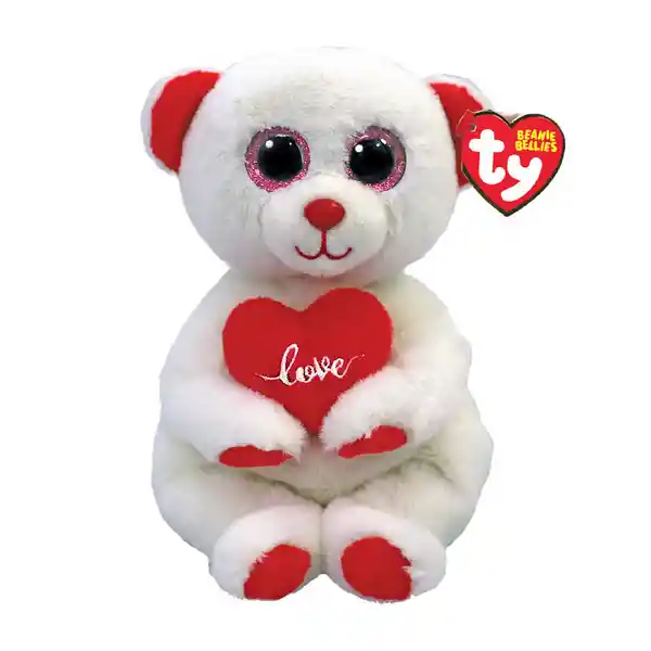 Ty Beanie Peluche Bellies Desi Oso Blanco Corazon