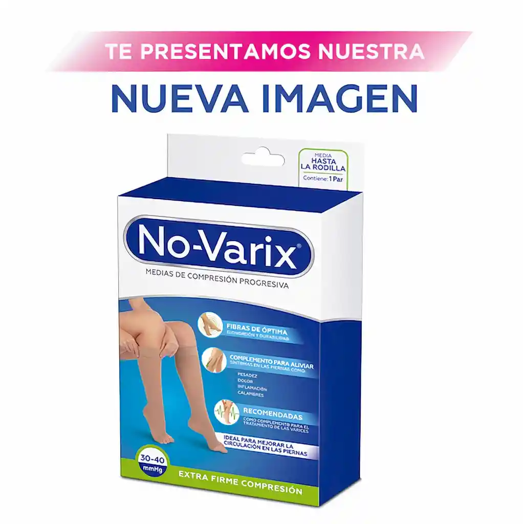 No-Varix Calcetín Puntera Abierta 30-40 mm/hg Beige L