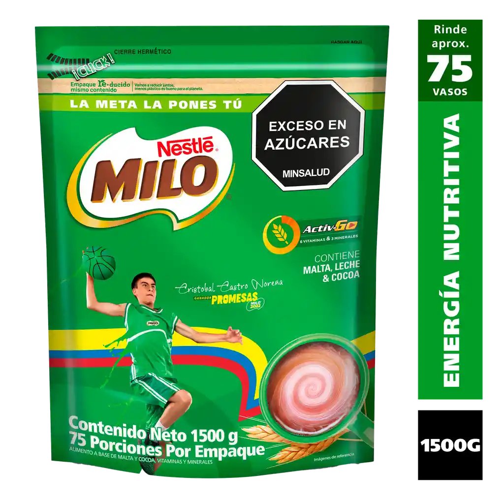 Bebida achocolatada con malta MILO ACTIV-GO x 1500g