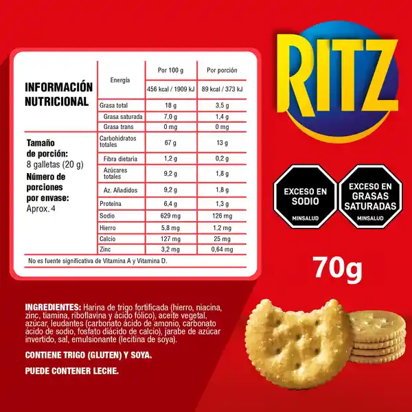Galletas Ritz Saladitas Tostaditas (70 Gr)