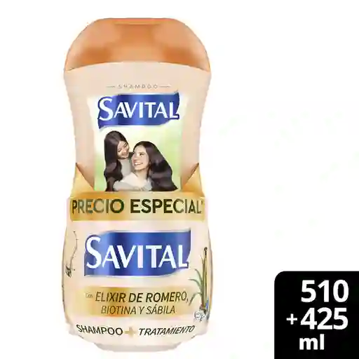 Savital Pack Shampoo + Tratamiento Elixir de Romero 2 Und