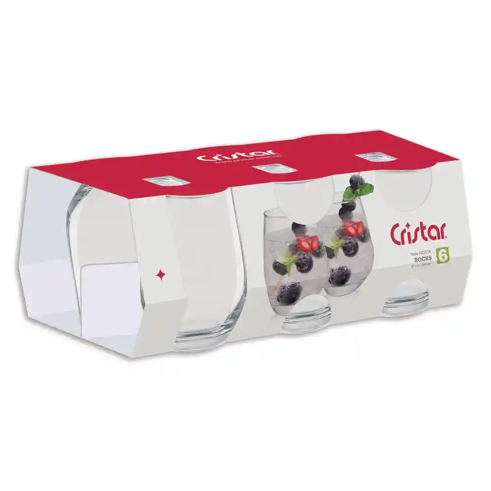 Cristar Set de Vasos Sicilia Corto en Vidrio 369 mL