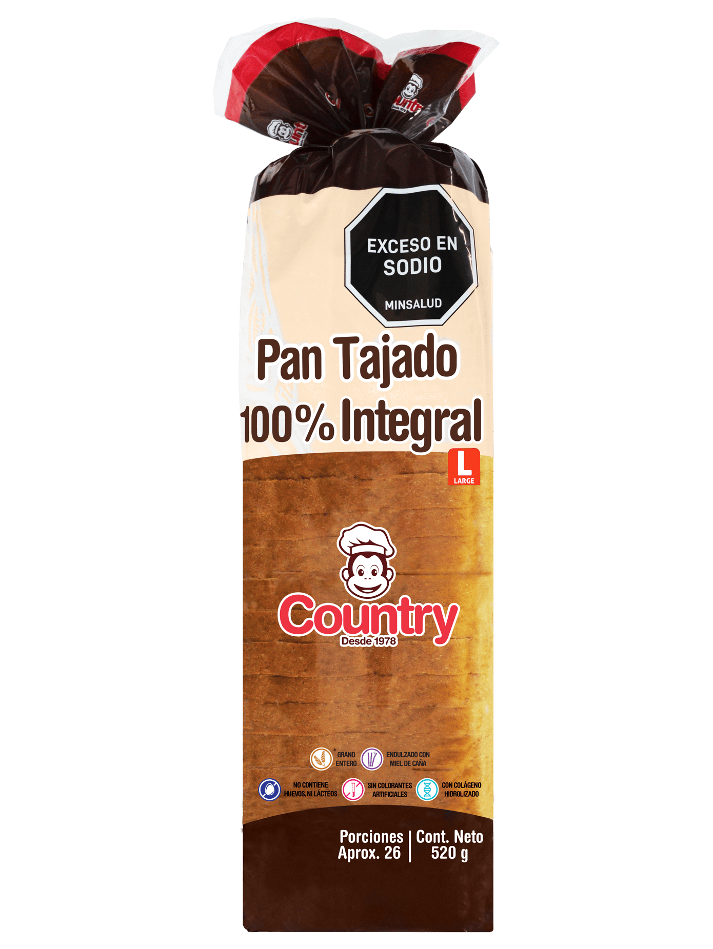 Pan El Country Pan Tajado Integral 520 g