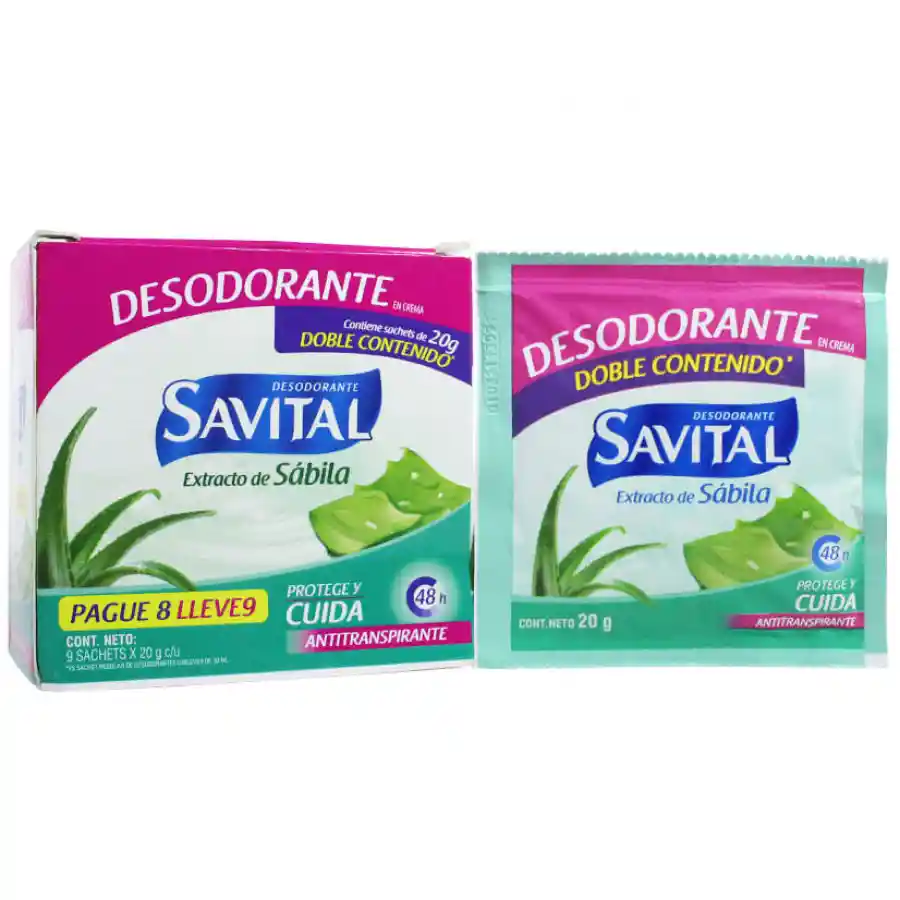 Savital Desodorante Antitranspirante con Sábila en Crema Sachet