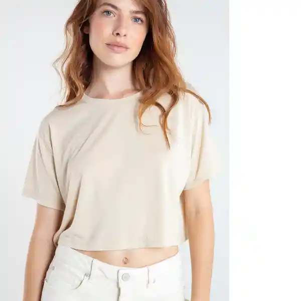  Camiseta Mujer Beige Polvo Claro Talla M 402E025 Naf-Naf 