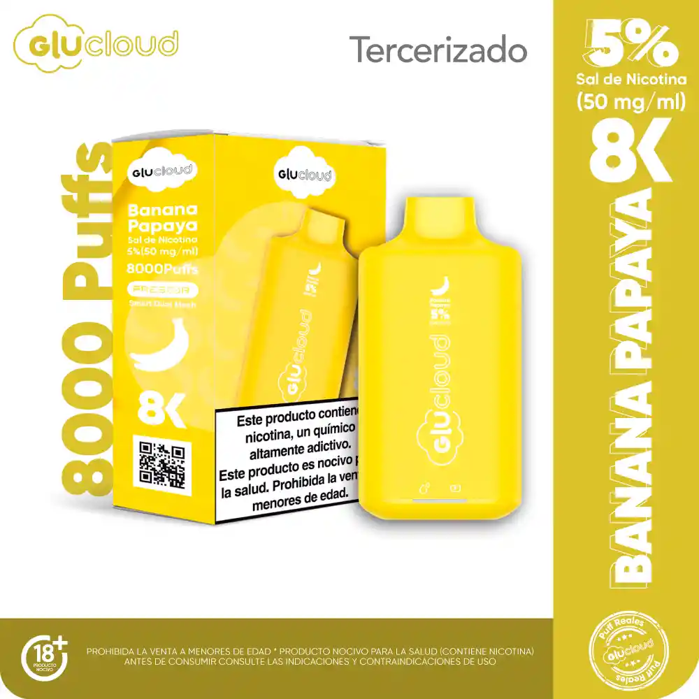 Glucloud Vape Banana Papaya 8K 8000 Puff