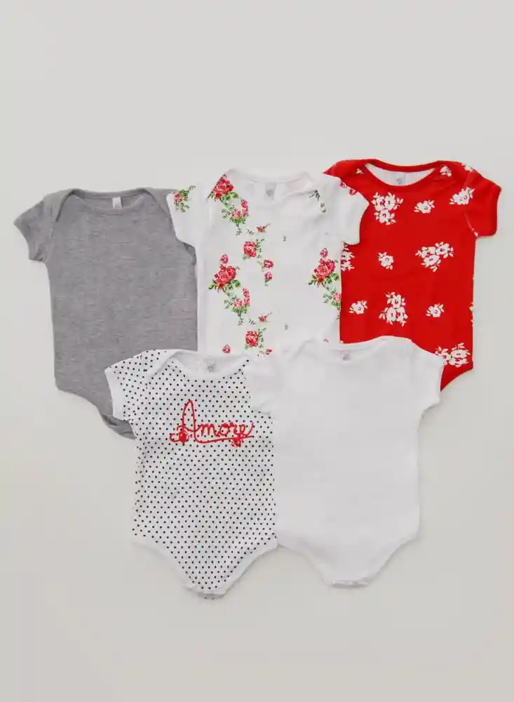 Body Manga Corta Niña X5 3/6 Meses-vino