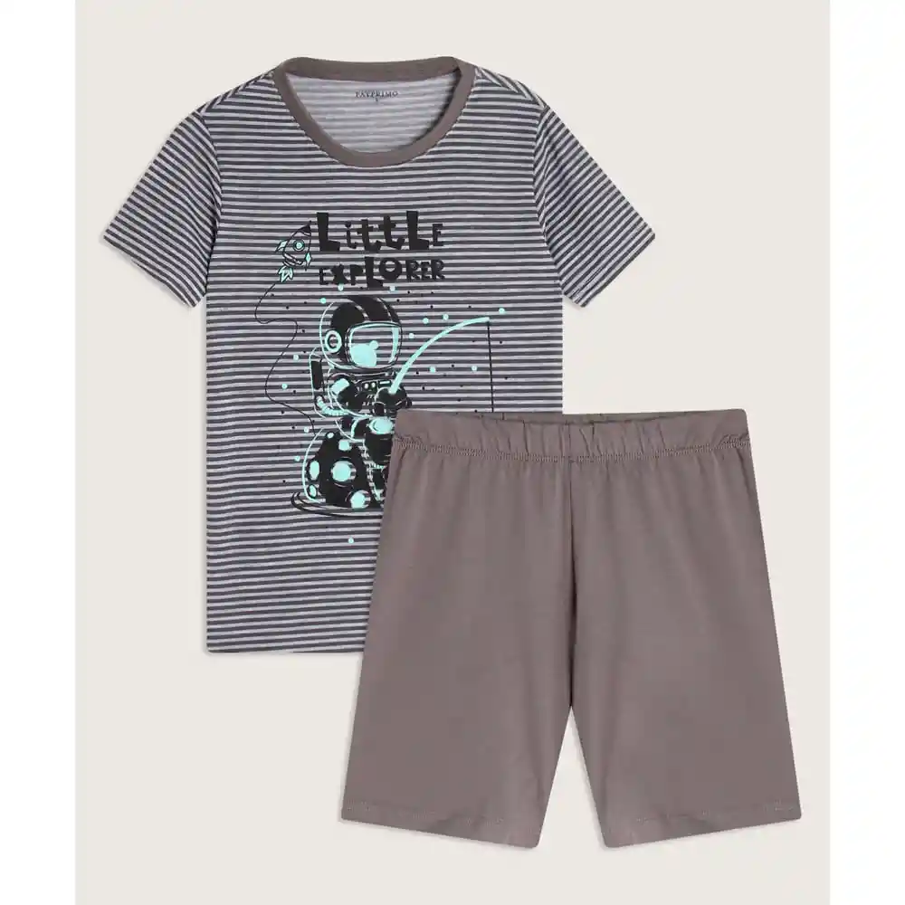 Pijama Camiseta Estampada Con Screen y Short Unicolor Infantil Niño 66040052 Talla 8