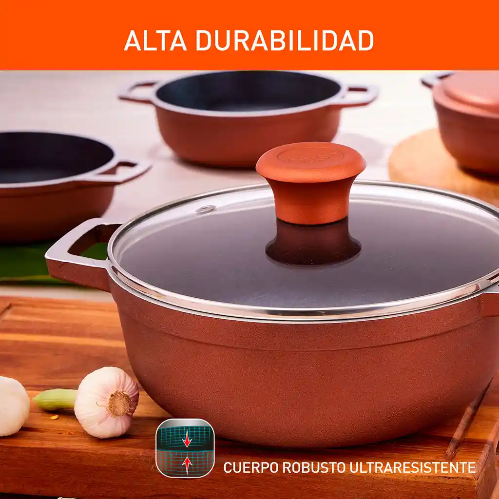 Caldero Imusa 90 Años Aluminio Fundido Tapa de Vidrio