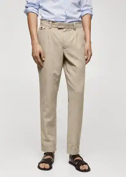 Pantalón Delave Beige Talla 38 Hombre Mango