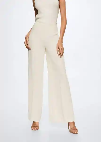 Pantalón Justo Crudo Talla 38 Mujer Mango