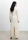 Vestido Blancas-A Blanco Talla M Mujer Mango