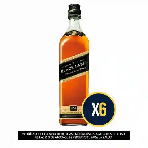 Pack X6 Whisky Johnnie Walker Black Label 700ml