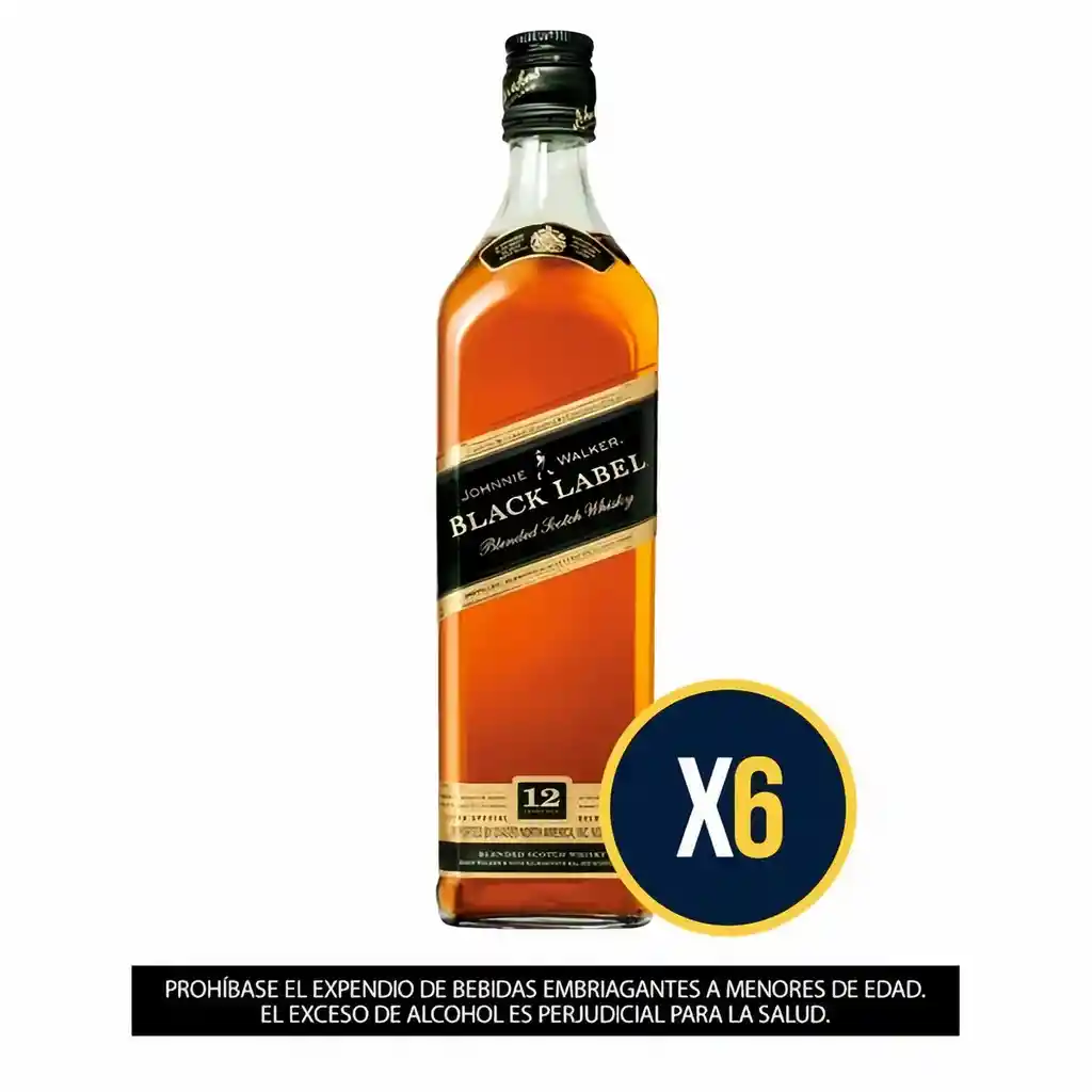 Pack X6 Whisky Johnnie Walker Black Label 700ml