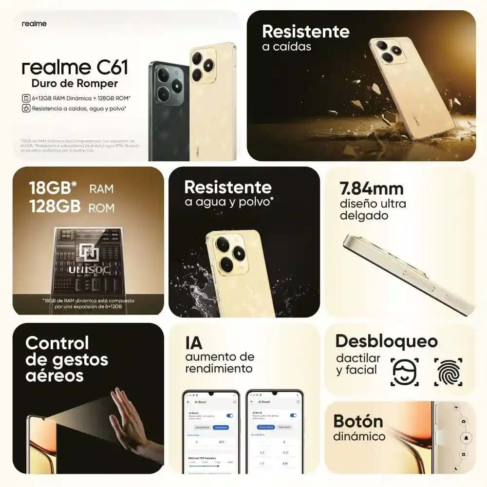 Celular Realme C61 128 Gb 128 Gb 6 Gb Ram Dorado