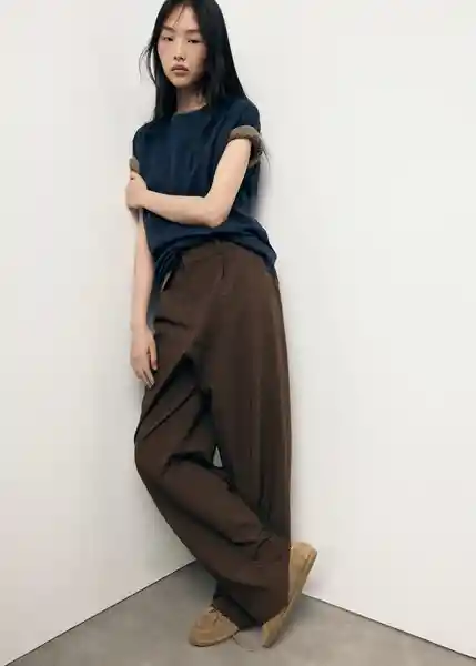 Pantalón Clare1 Marrón Talla 36 Mujer Mango