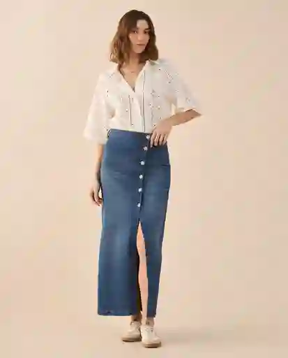 Falda Azul Rivera Medio Talla 8 641G001 Esprit