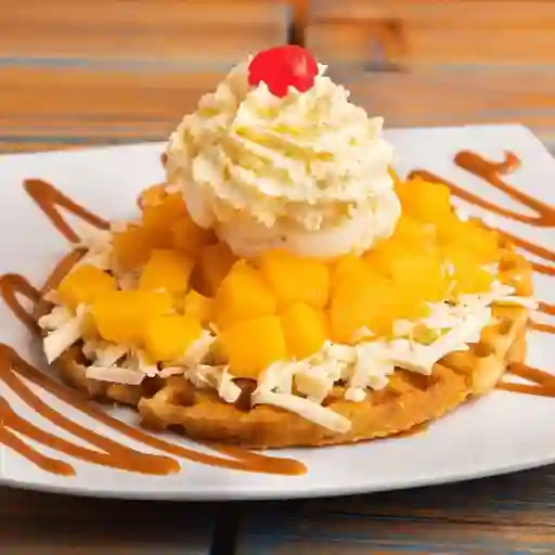 Waffle Melocotón con Queso