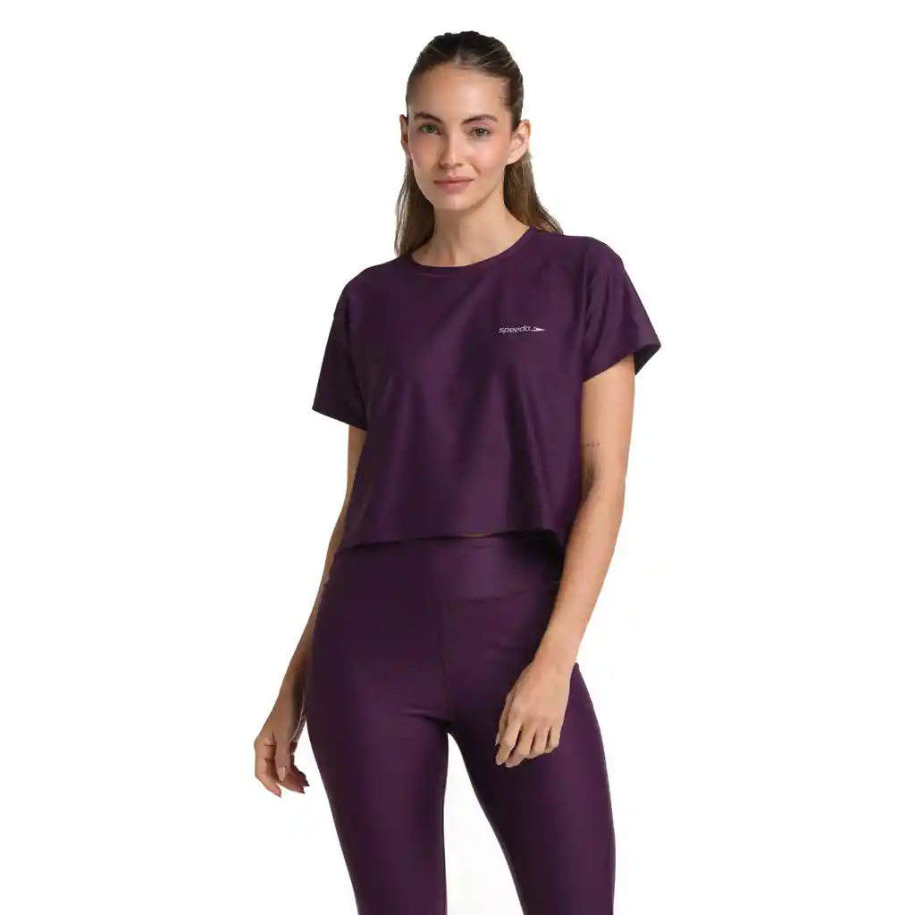Camiseta Crop Top Oversize Wine Noir Mujer Morado-m