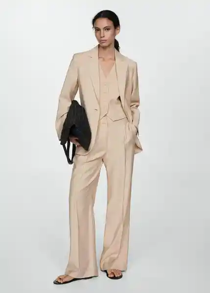 Blazer Clavel Beige Talla S Mujer Mango