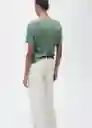 Camiseta Linito Verde Talla M Mujer Mango
