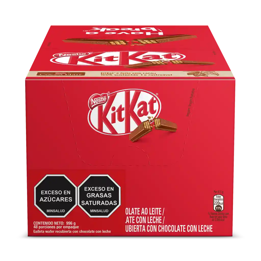 KitKat Galleta Wafer cubierta con chocolate con leche 24 Unds x 996g