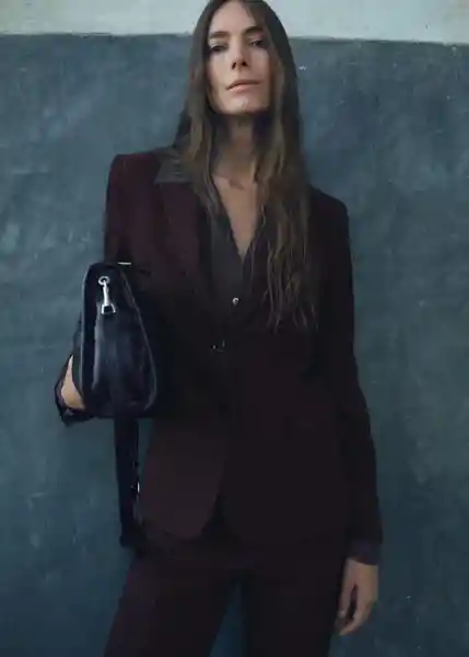 Blazer Americana Bergen Burdeos Talla S Mujer Mango