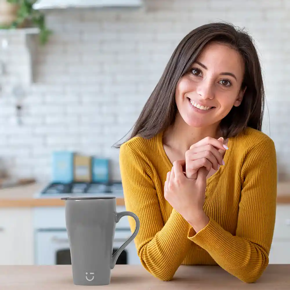 Taza Minimalista de Gran Capacidad Gris Miniso