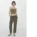 Pantalón Fluido Khaki Talla Xl Mujer Mango