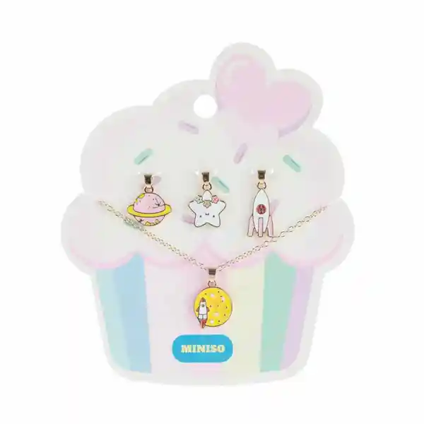 Collar Infantil Con Dijes Colección Funny Planetas Miniso