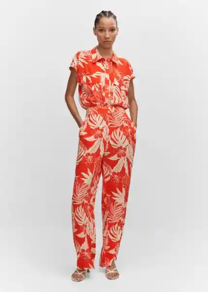 Pantalón Poems Naranja Talla S Mujer Mango