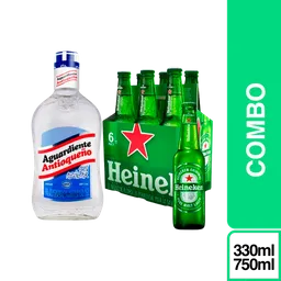 Combo Antioqueño Aguardiente Sin Azúcar + Heineken Botella 6 Und