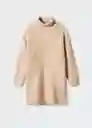 Vestido Fresa Camel Talla L Mujer Mango