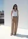 Pantalón Mila Beige Talla 40 Mujer Mango