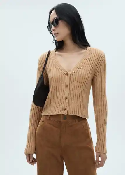 Cárdigan Yuki Camel Talla XS Mujer Mango