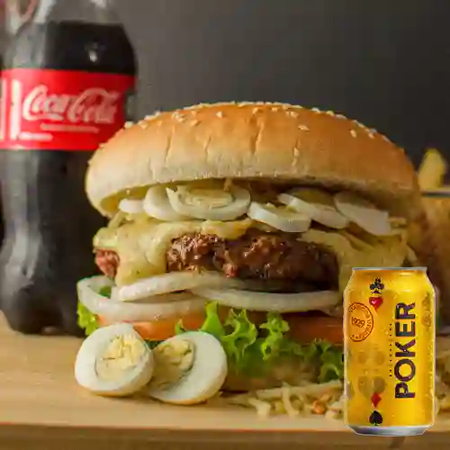 Combo Hamburguesa Sencilla de Res + Poker 355 ml