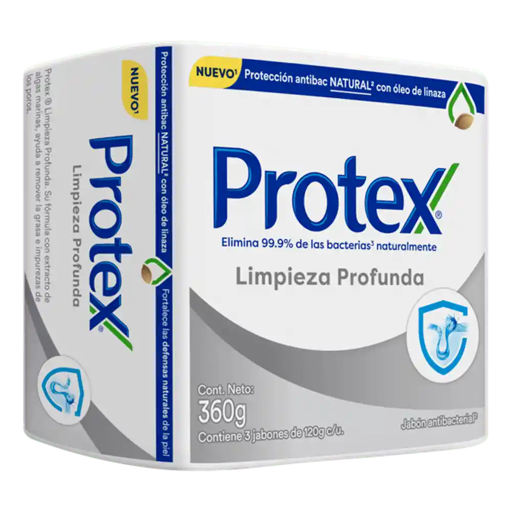 Jabón Antibacterial Protex Limpieza Profunda Barra 120 g x 3