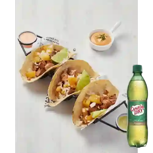 Combo Tacos Al Pastor + Canada Dry Ginger Ale 400 ml
