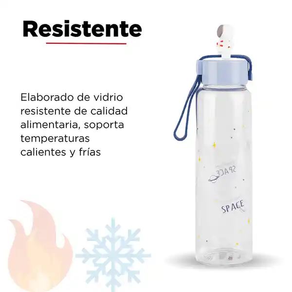 Miniso Botella de Vidrio Portátil Star Series Azul 380 mL